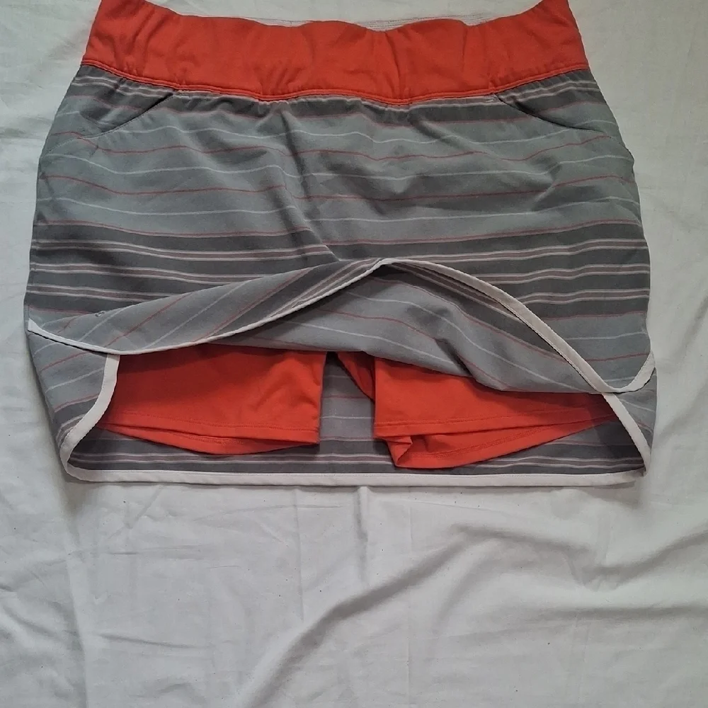 Adidas Red and Gray Striped Skirt Size M